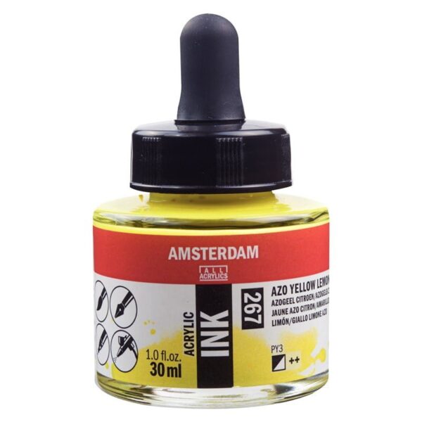 Acrylic Ink Bottle 30 ml Azo Yellow Lemon 267