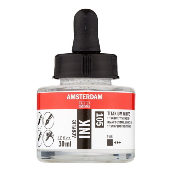 Acrylic Ink Bottle 30 ml Titanium White 105
