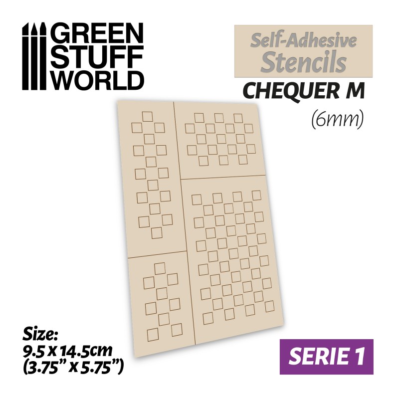 Επανατοποθετούμενο Αυτοκόλλητο Στένσιλ - Chequer M - 6mm (Self-adhesive stencil)