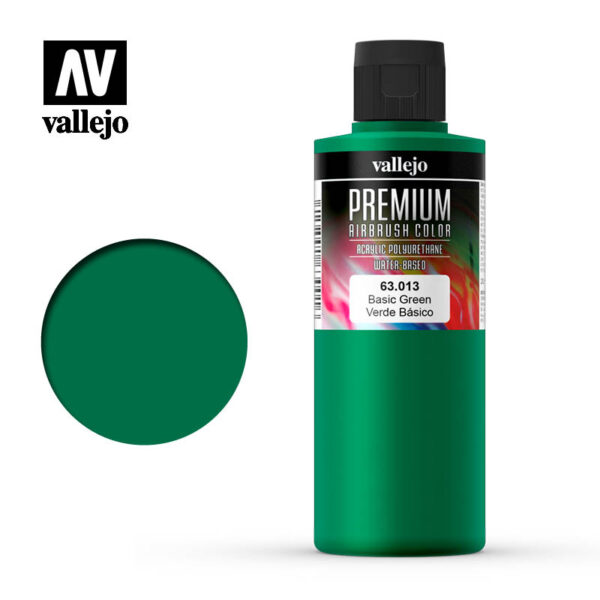 Vallejo Premium Airbrush Color (Basic Green) 200ml - Χρώμα Αερογράφου Vallejo Premium (Βασικό Πράσινο) 200ml