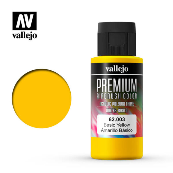 Vallejo Premium Airbrush Color (Yellow) 60ml - Χρώμα Αερογράφου Vallejo Premium (Κίτρινο) 60ml