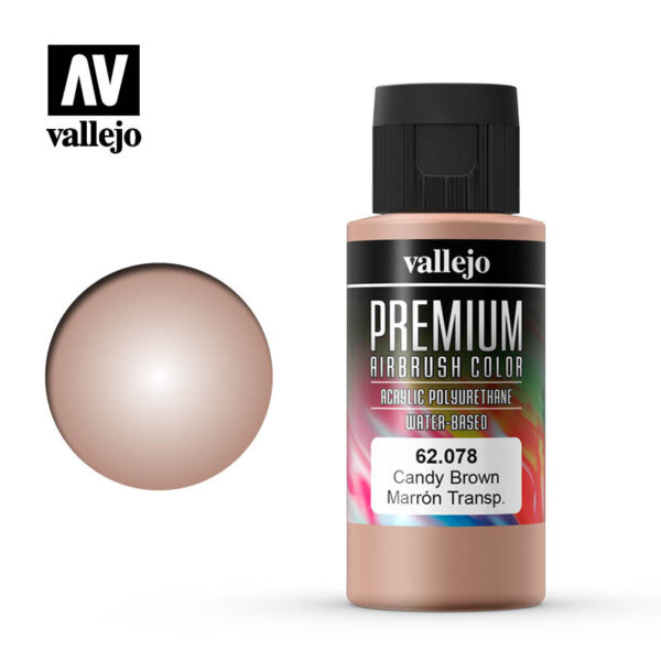 Vallejo Premium Airbrush Color (Candy Brown) 60ml - Χρώμα Αερογράφου Vallejo Premium (Διάφανο Καφέ) 60ml