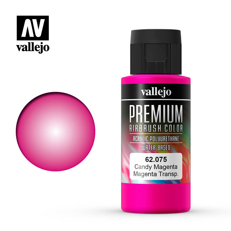 Vallejo Premium Airbrush Color (Candy Magenta) 60ml - Χρώμα Αερογράφου Vallejo Premium (Διάφανο Ματζέντα) 60ml