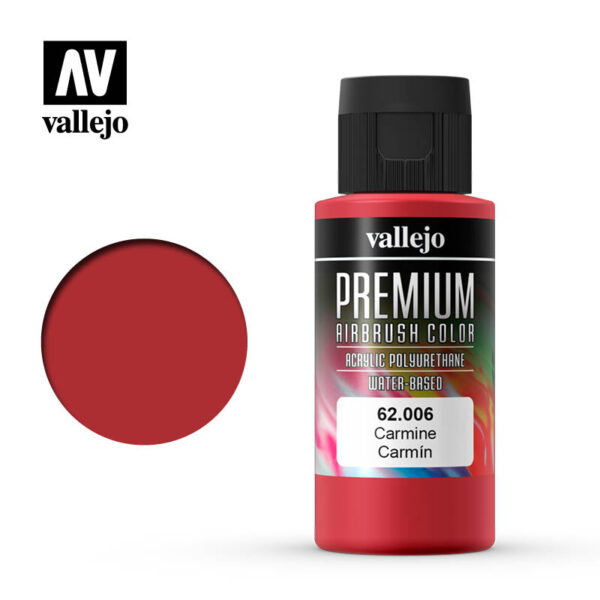 Vallejo Premium Airbrush Color (Carmine) 60ml - Χρώμα Αερογράφου Vallejo Premium (Carmine) 60ml