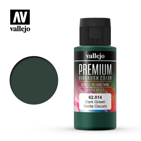 Vallejo Premium Airbrush Color (Dark Green) 60ml - Χρώμα Αερογράφου Vallejo Premium (Σκούρο Πράσινο) 60ml