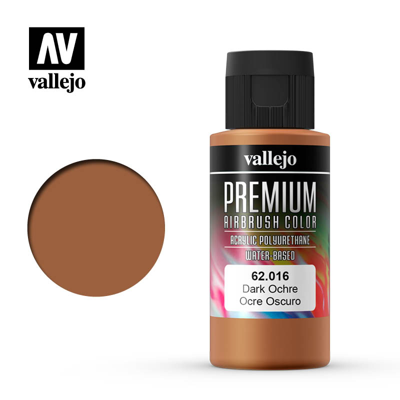 Vallejo Premium Airbrush Color (Dark Ochre) 60ml - Χρώμα Αερογράφου Vallejo Premium (Σκούρα Ώχρα) 60ml