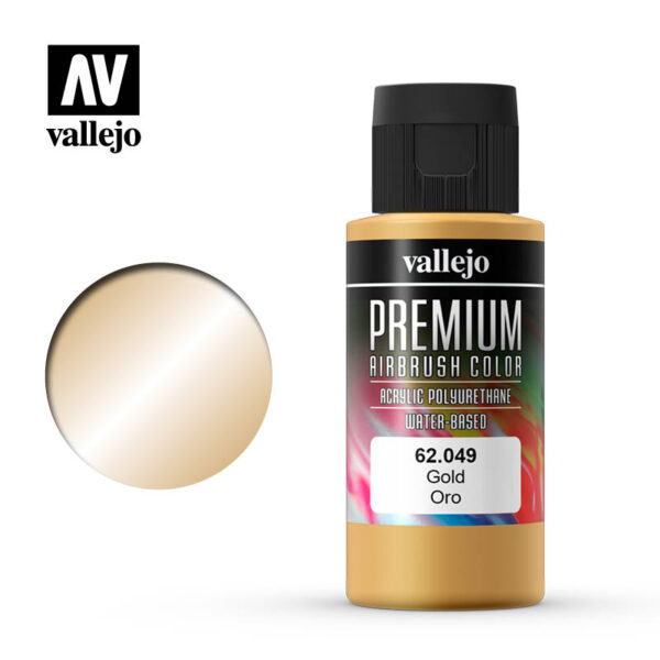 Vallejo Premium Airbrush Color (Metallic Gold) 60ml - Χρώμα Αερογράφου Vallejo Premium (Μεταλλικό Χρυσό) 60ml