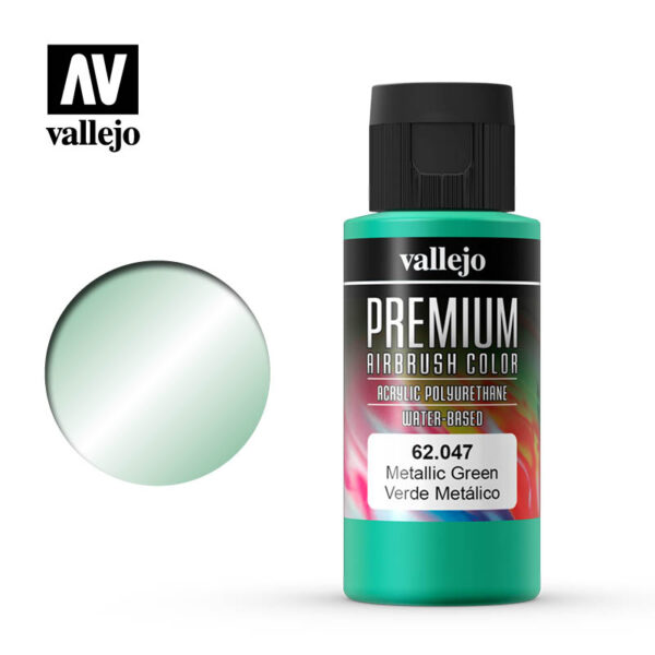 Vallejo Premium Airbrush Color (Metallic Green) 60ml - Χρώμα Αερογράφου Vallejo Premium (Μεταλλικό Πράσινο) 60ml
