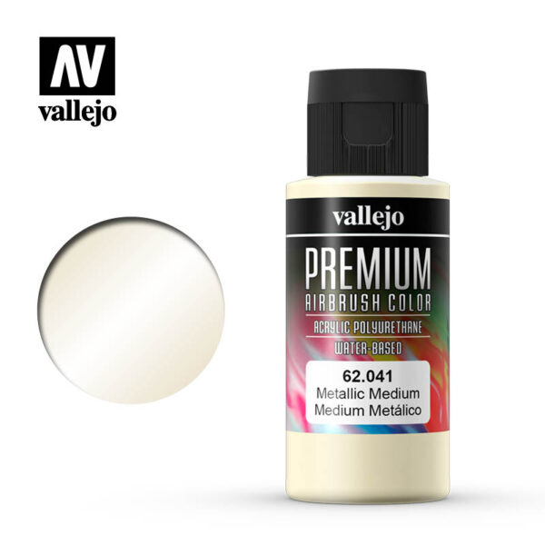 Vallejo Premium Airbrush Color (Metallic Medium) 60ml - Χρώμα Αερογράφου Vallejo Premium (Μεταλλική Βάση) 60ml