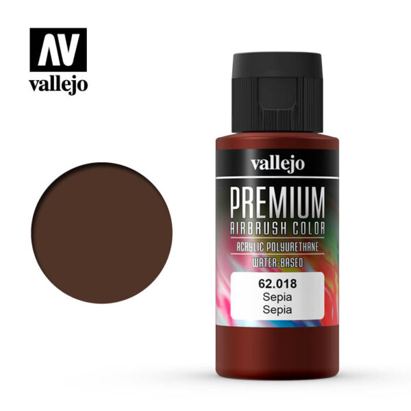 Vallejo Premium Airbrush Color (Sepia) 60ml - Χρώμα Αερογράφου Vallejo Premium (Sepia) 60ml