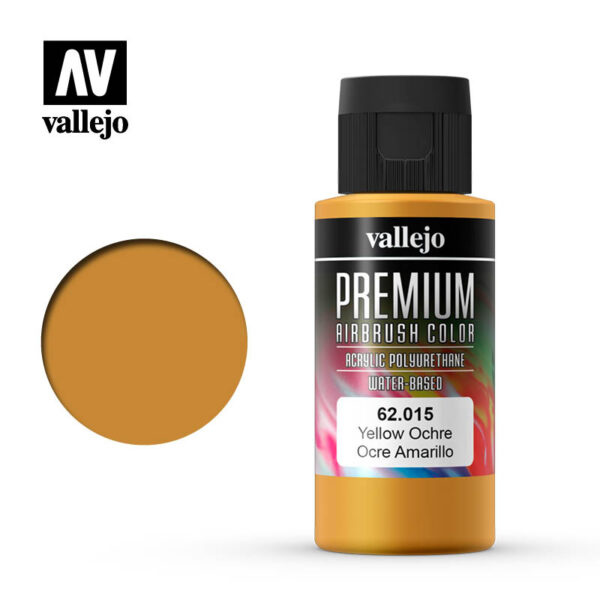 Vallejo Premium Airbrush Color (Yellow Ochre) 60ml - Χρώμα Αερογράφου Vallejo Premium (Ώχρα) 60ml