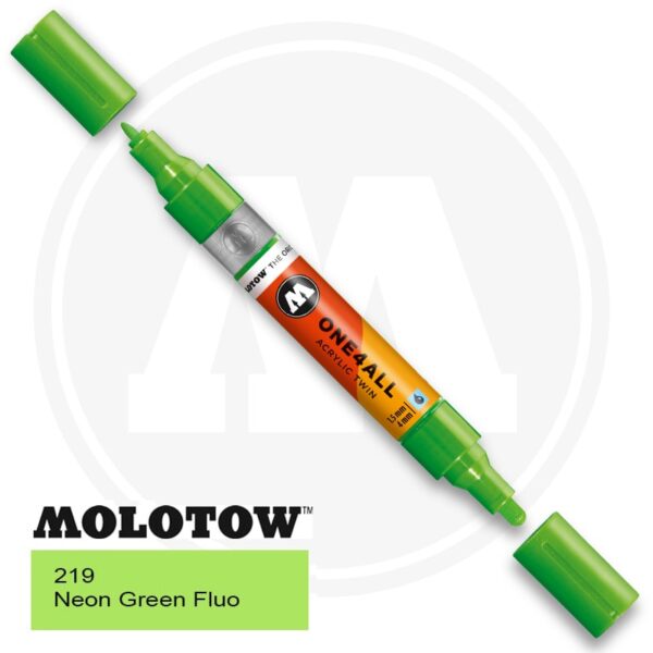 Molotow One4all Ακρυλικός Μαρκαδόρος 219 Neon Green Fluo (TWIN 1,5 - 4 mm)