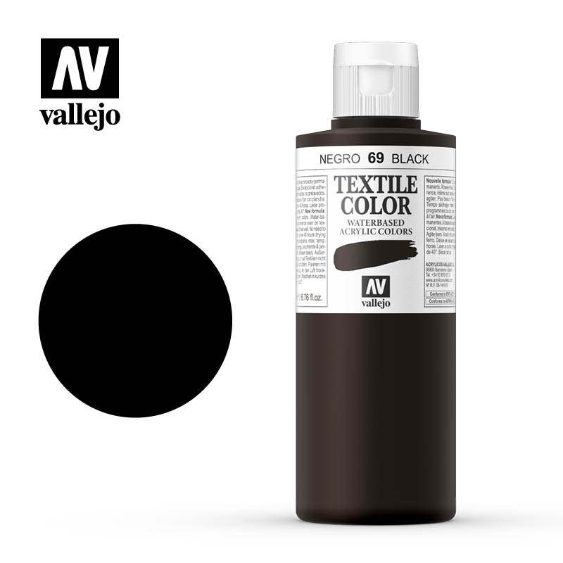 Vallejo Textile Color (BLACK 200ml) - Χρώμα Vallejo για ύφασμα (BLACK 200ml)