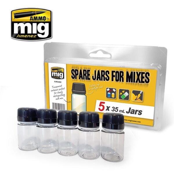 Spare Big Jars for Mixes (5 x 35ml jars) - Άδεια μπουκαλάκια για αναμείξεις χρωμάτων (5 x 35ml)