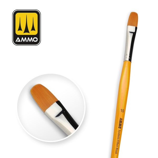 AMMO 10 SYNTHETIC FIBERT BRUSH WITH T-HANDLE